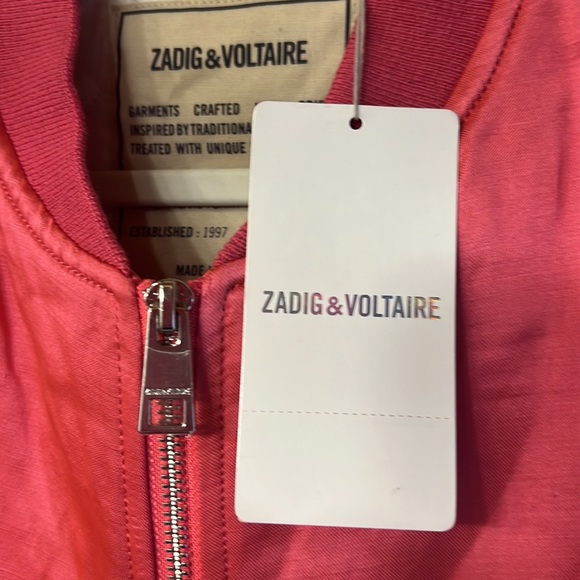 NWT $578 ZADIG & VOLTAIRE BEN RASPBERRY SATIN BOMBER JACKET M Medium - Picture 3 of 7